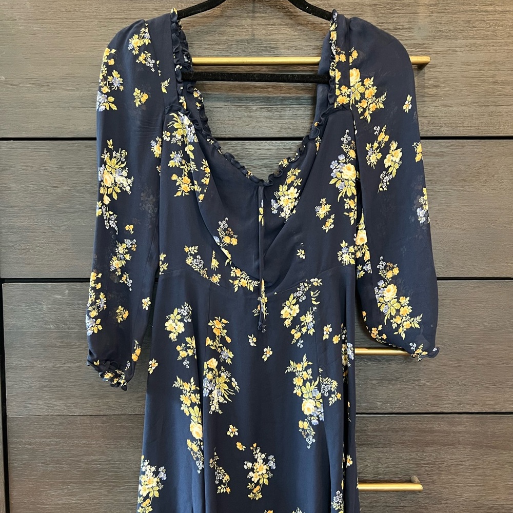 Reformation Floral Navy Dress